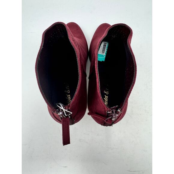 Brand New Violet & Red Women's 9 Burgundy Jackson Lazer Cut Booties Boots - Picture 4 of 11